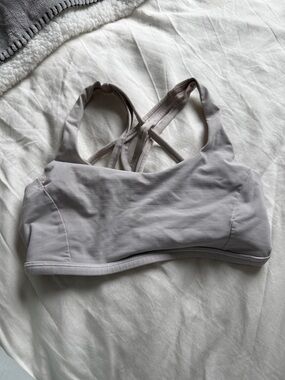 lululemon athletica Light Gray Strappy Cross-Back Sports Bra